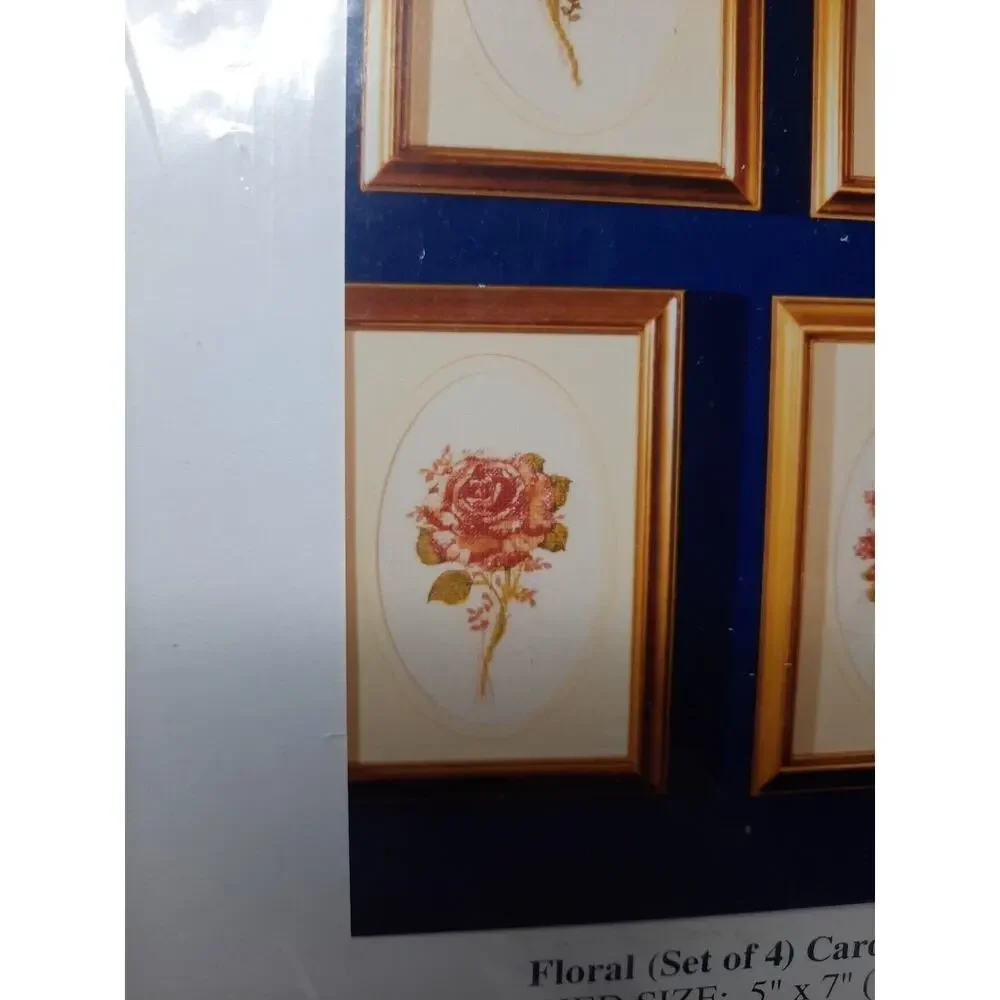 Vintage Candamar Designs Embellished Cross Stitch Kit Set of 4 Floral Cards